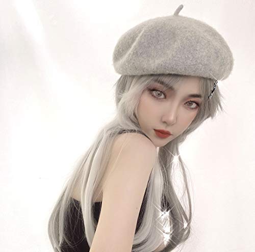 Dnevna perika duga 60 cm Ženska mreža za dugu ravnu kosu Crvena siva srebrno bijela boja odgovara realistično prirodno okruglo lice