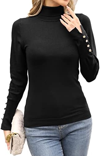 Revetro Womens Turtleneck pleteni džemperi Osnovne košulje dugih rukava Slim Fit Toplin Togs Domly Tips