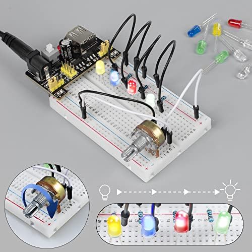 Miuzei osnovni starter komplet za arduino projekte, ploču s kruhom, skakač žice, napajanje, otpornici, LED, elektronički kit kompatibilan