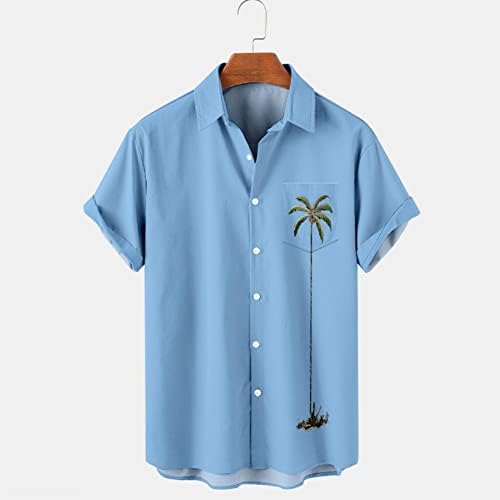 Havaiin košulja s gumbom muškarci, muški retro gumb kratkih rukava Down Bowling majice Kuban stil klasični 80 -ih 90 -ih Bahama Camp