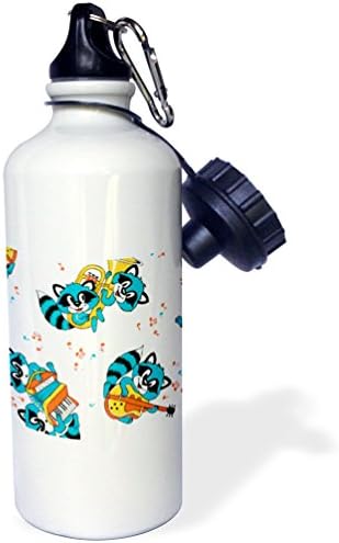 3Drose glazbeni rakuni sportska boca vode, 21 oz, bijela