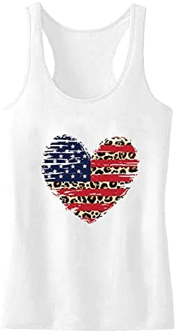 4. srpnja majice s naramenicama za žene, majice bez rukava s okruglim vratom, košulje s američkom zastavom, zvijezde i pruge, majice