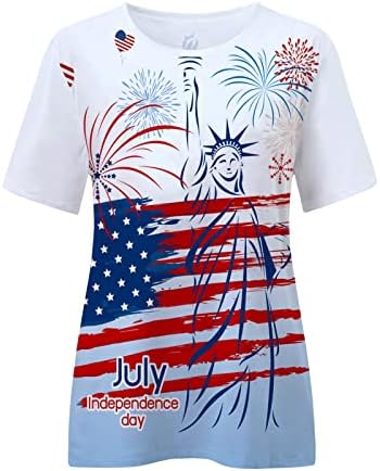 Dame posade bluze casual bluze majice kratki rukavi USA zastave otisak opuštene fit fall ljetne bluze 2023 qt