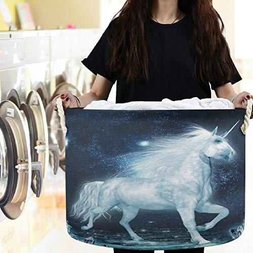 Visesunny Magic White Unicorn Košari za rublje za pranje životinje Tkanina za pohranu kante za odlaganje košarice za odlaganje košara