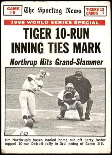 1969. Topps 167 1968 World Series - Igra 6 - Tiger 10 Run Inning veza Mark Jim Northrup/Tim McCarver/Larry Jaster St. Louis/Detroit