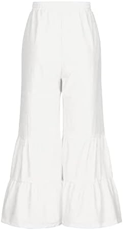 Lmsxct ženske vreće s posteljinom široke noge hlače casual struga elastični struk palazzo hlače slojeve solidne udobne plaže hlače